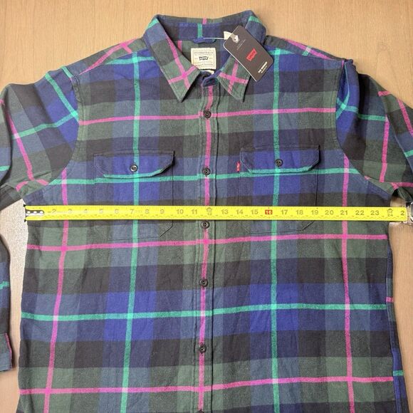 Levis Jackson Worker Flannel Overshirt Sz Large Cotton Multicolor Plaid L/S NWT - Picture 6 of 11
